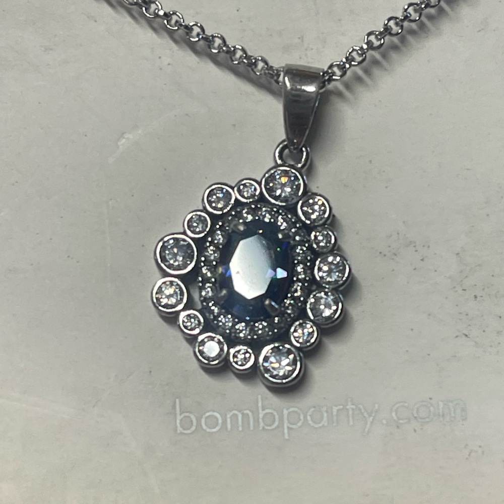 Elegant Silver Necklace with Rainbow Topaz lab created Gemstone by